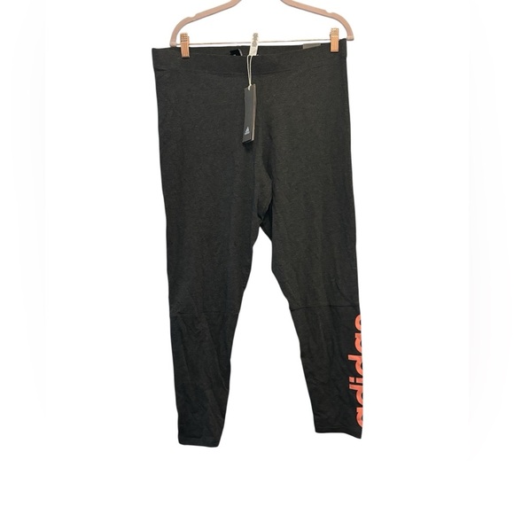 Adidas Women's Black Leggings with Pink Logo - Picture 1 of 3